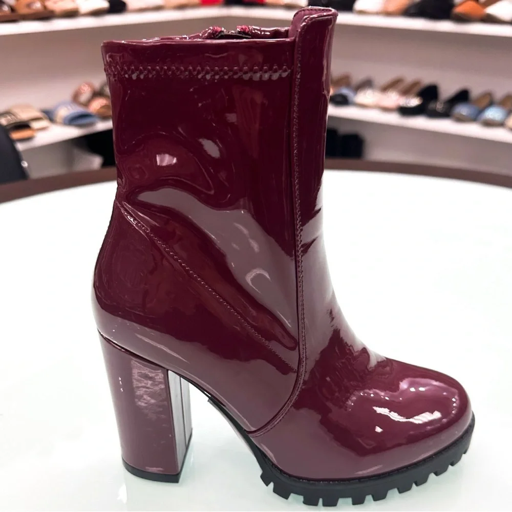 Burgundy Platform Boots